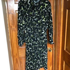 NWT ELOQUII ANIMAL PRINT CAMO GREEN WITH NEON GRESS DRESS SIZE 18 plus size 44”